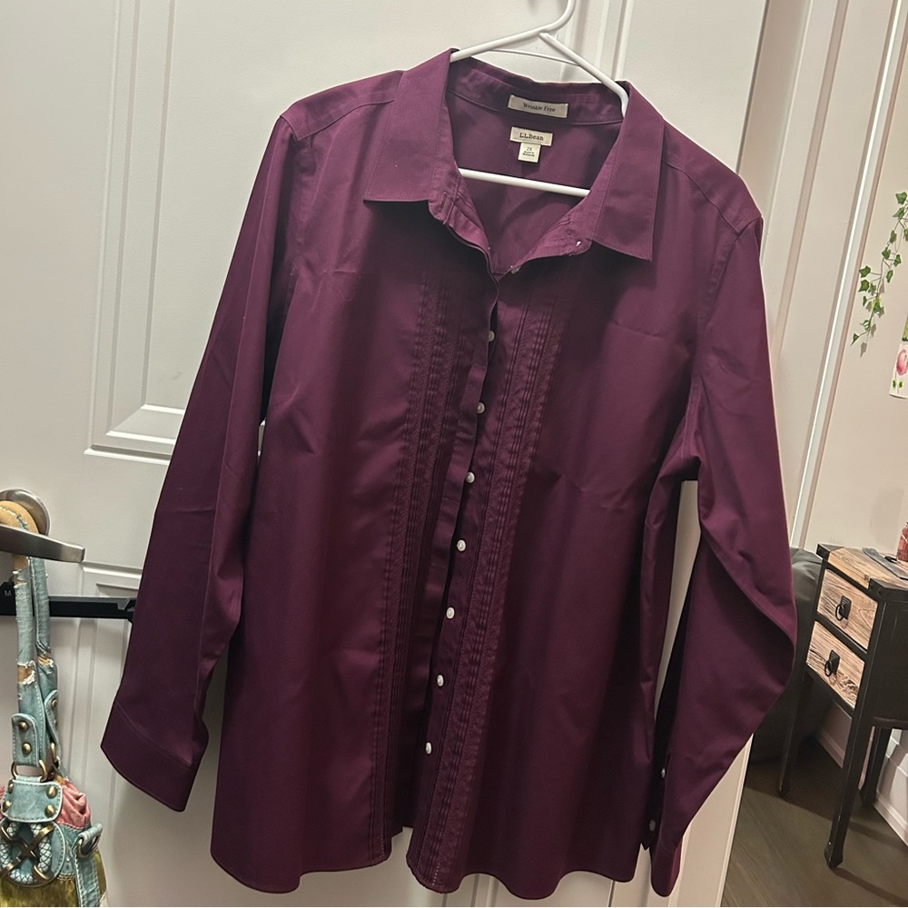 L.L. Bean Deep Purple Wrinkle-Free Shirt